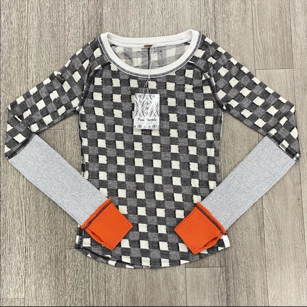 NWT Free People Checkerboard Sweater